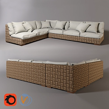 Black Palm Sofa: Space-saving and Stylish 3D model image 1 