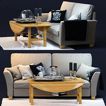 Valencia Sofa and Olympia Table Set 3D model image 1 