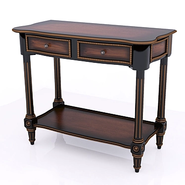 Powell Masterpiece Serpentine Console: Antique Black, 2 Drawers 3D model image 1 