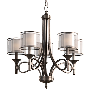 Lacey Antique Pewter Chandelier 3D model image 1 