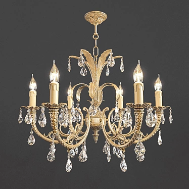 Vintage Gold Chandelier with Asfour Crystal 3D model image 1 