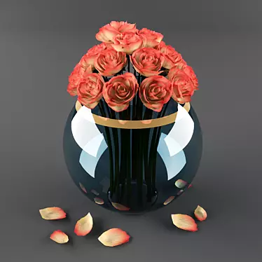 Elegant Vase with Illuminating Roses 3D model image 1 