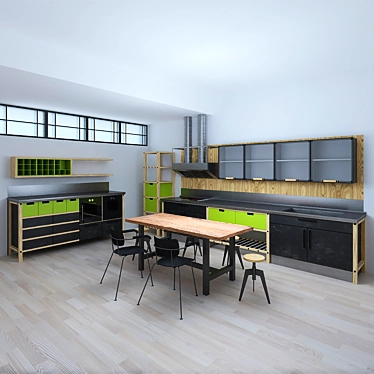 Industrial Loft Kitchen 3D model image 1 