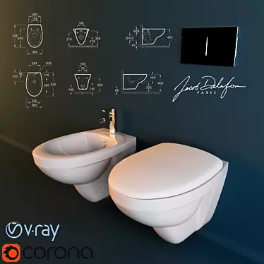 Jacob Delafon Patio Toilet and Bidet Set 3D model image 1 