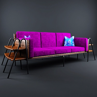 Versatile Sofa with Built-in Shelves 3D model image 1 