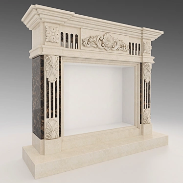 Elegant Marble Classical Fireplace 3D model image 1 