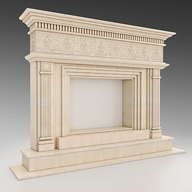 Elegant Marble Fireplace 3D model image 1 
