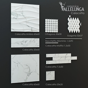 Vallelunga Calacatta VI: Elegant Geometric Tile 3D model image 1 