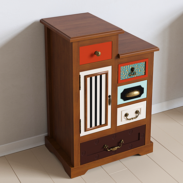 Vintage-inspired Gouache Birch bedside table 3D model image 1 