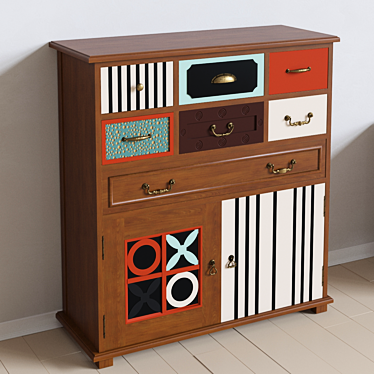 1960s Vintage Gouache Birch Chest 3D model image 1 