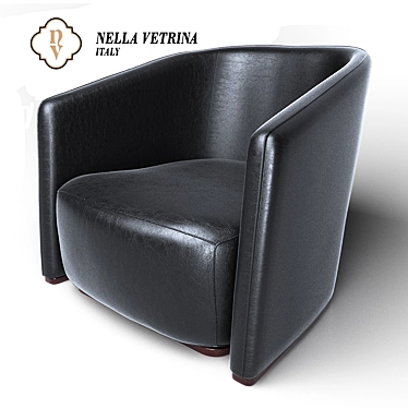 Elegant Black Leather Armchair 3D model image 1 