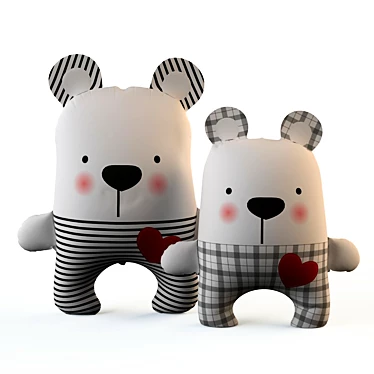 Textile Teddy Bears - Handcrafted Plush Toys 3D model image 1 