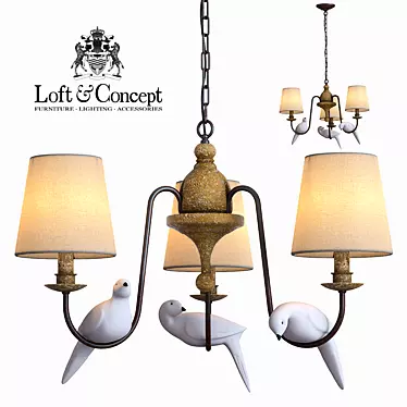 Norman Bird Chandelier - Elegant 3-Light Suspension 3D model image 1 