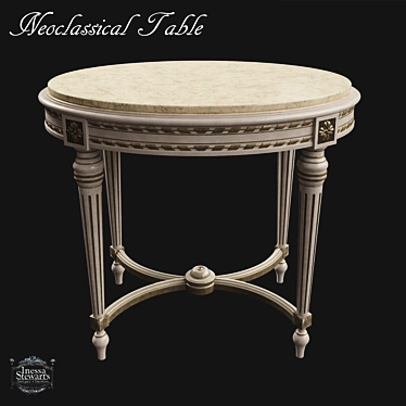 French Neoclassical Onyx Top End Table 3D model image 1 