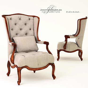 Elegant Wing-Back Chair 3D model image 1 