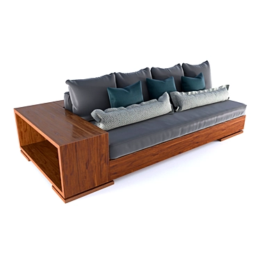 Title: Exotic Wood Dual Shelf Sofa 3D model image 1 