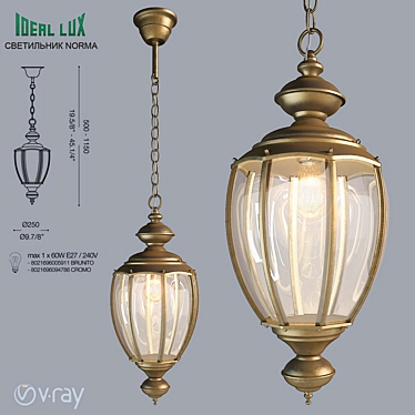 Antique Bronze Glass Plate Pendant 3D model image 1 