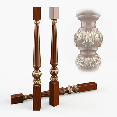 Elegant Baluster Ladder 3D model image 1 