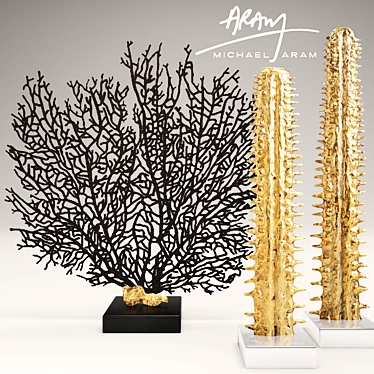 Elegant Fan Coral Sculpture 3D model image 1 
