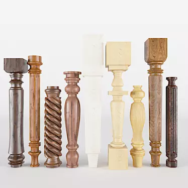 Wooden Furniture Legs Set 3D model image 1 