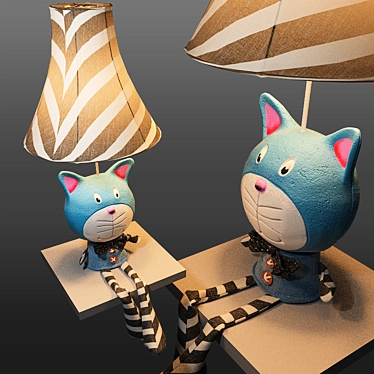 Kitty Kids Lamp: Adorable Cat Head 3D model image 1 