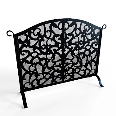 Elegant Fire Display: Handcrafted Metal Screen 3D model image 1 