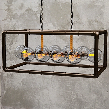 Industrial Loft Pipe Chandelier 3D model image 1 