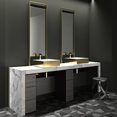 Golden Zen Bathroom Furniture 3D model image 1 