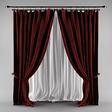 Cashmere Curtain: Aladdin Rod + 4 Color Textures 3D model image 1 