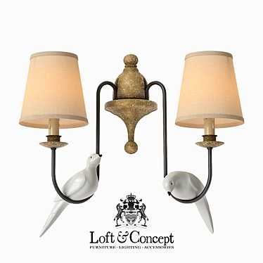 Norman Bird Wall Lamp: Elegant Double Bra 3D model image 1 