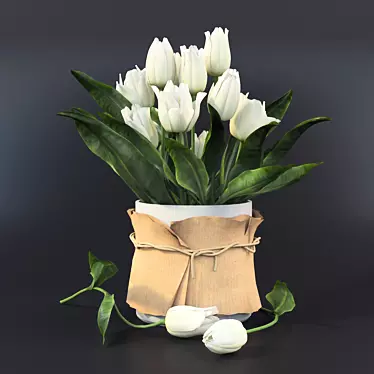 Elegant White Tulips in Vase 3D model image 1 