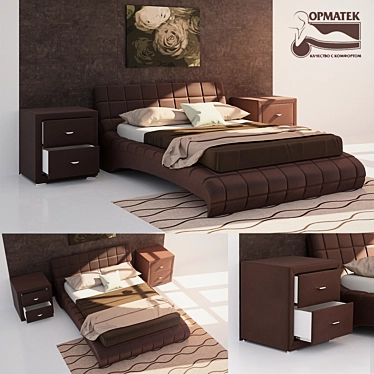 Nuvola 1 Bed & ORMA Soft 2 Nightstands 3D model image 1 
