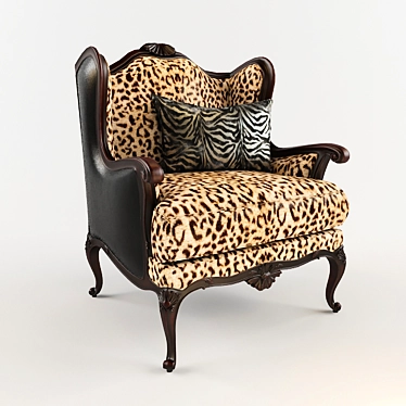 Sleek Leopard Leather Chair 3D model image 1 