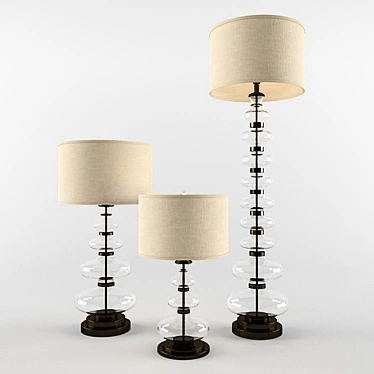 Elegant Glass Stacked Table Lamp 3D model image 1 