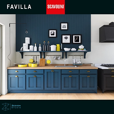 Stylish Favilla Scavolini Kitchen 3D model image 1 