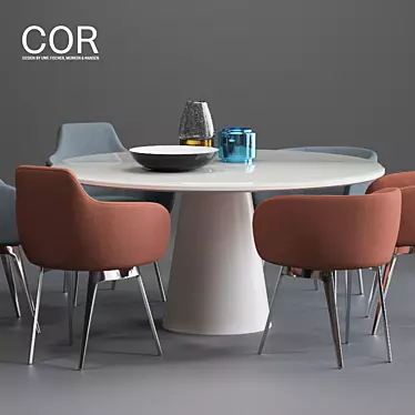 Modern Roc Chair and Conic Table Set 3D model image 1 