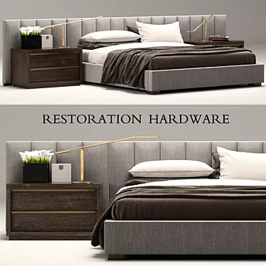 RH Modern Extended Headboard Bed: Custom Comfort 3D model image 1 