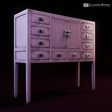 Antique Violet Lacquered Tansu Console 3D model image 1 