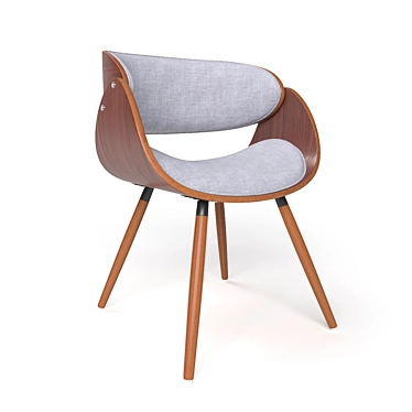 Mid-century Walnut Plywood Chair with Wraparound Back 3D model image 1 