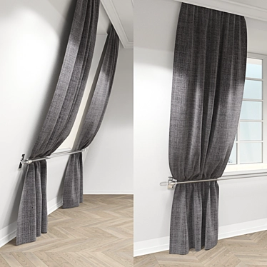 Attic Window Curtain with Tieback 3D model image 1 