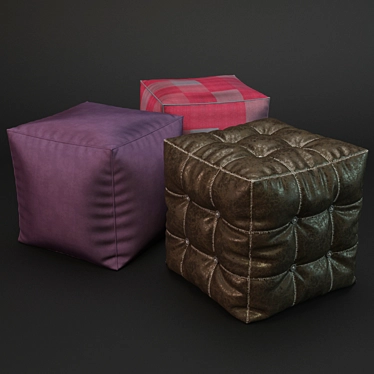Stylish Pouf Set: Perfect for any space 3D model image 1 