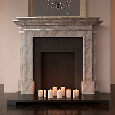 English Classic Fireplace with Mirror 3D model image 1 