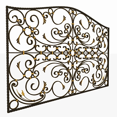 Elegant Iron Fence Section 3D model image 1 