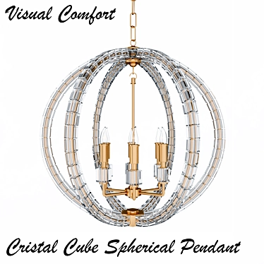 Crystal Cube Spherical Pendant 3D model image 1 