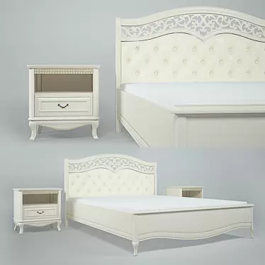 Elegant Verona Bed and Nightstand 3D model image 1 