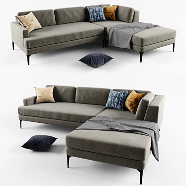Andes Set 1: Right Arm 2.5 Seater Sofa, Ottoman, Corner 3D model image 1 