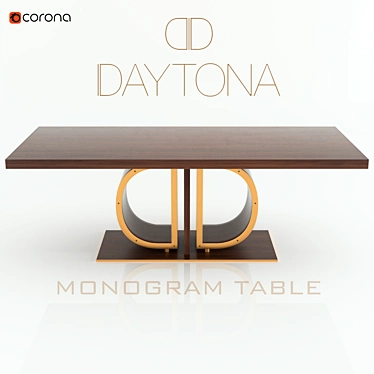 Daytona Monogram Brass-Edged Dining Table 3D model image 1 