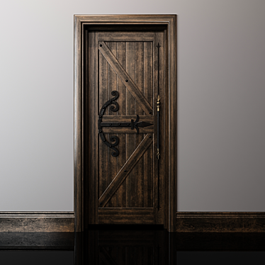 Title: Medieval Single Door: A Glimpse of the Past 3D model image 1 