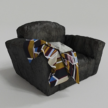 Sleek Gray Leather Chair 3D model image 1 