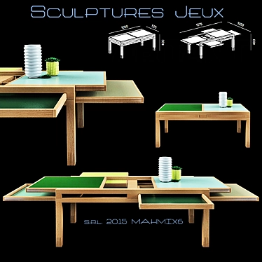 Hexa Sculptures Jeux Wooden Coffee Table 3D model image 1 